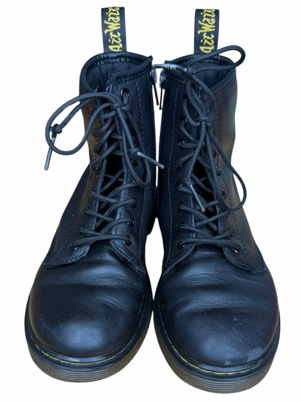 Dr. Martens Kids Black Leather Combat Boots Youth US 3 Side Zip